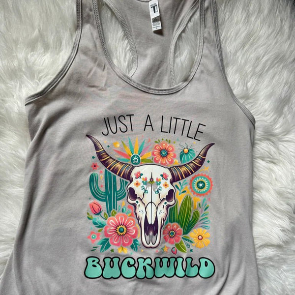 A Little Buckwild Tank Top | Edgy Punchy Fashion | Cowgirl Summer Apparel - The Stenciled Barn