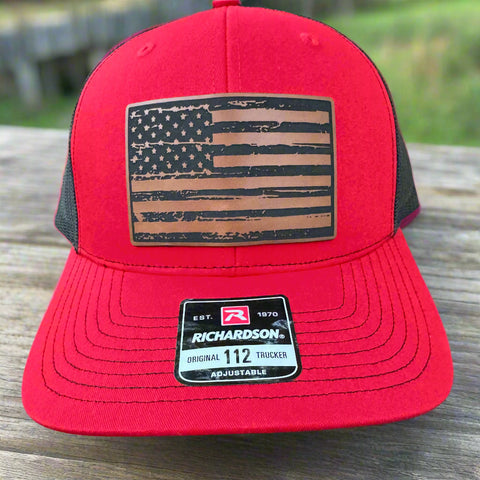 American Flag Patch Hat | USA Patriotic Men’s Cap | Richardson 112 Snapback Trucker Hat - The Stenciled Barn