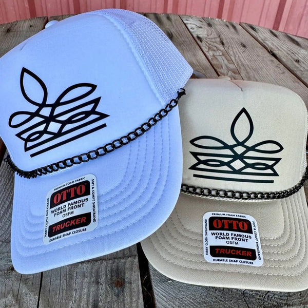 Boot Stitch Trucker Hat with Metal Chain | Western Inspired Cap | Adjustable Snapback - The Stenciled Barn