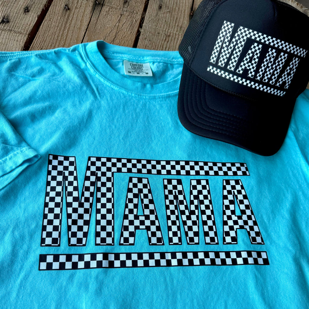 Checkered Mama Tee | Women’s Soft Comfort Colors Graphic Shirt - The Stenciled Barn