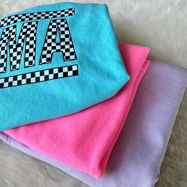 Checkered Mama Tee | Women’s Soft Comfort Colors Graphic Shirt - The Stenciled Barn