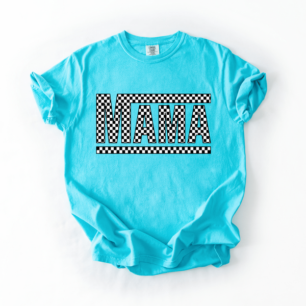 Checkered Mama Tee | Women’s Soft Comfort Colors Graphic Shirt - The Stenciled Barn