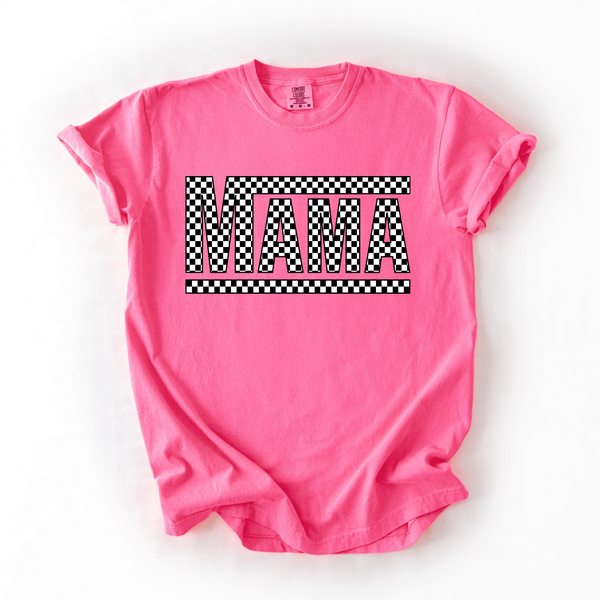 Checkered Mama Tee | Women’s Soft Comfort Colors Graphic Shirt - The Stenciled Barn