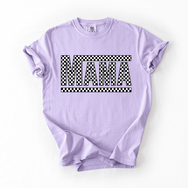 Checkered Mama Tee | Women’s Soft Comfort Colors Graphic Shirt - The Stenciled Barn