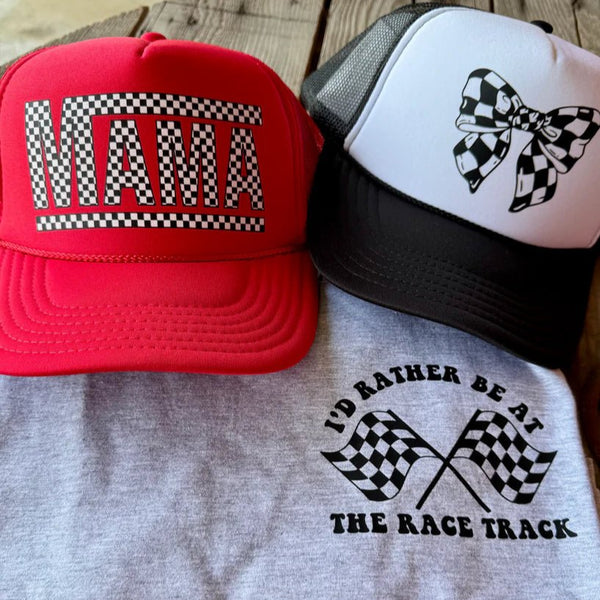 I'd Rather Be At The Track Checkered Pattern Moto Graphic Tee - Unisex Heather Gray - The Stenciled Barn