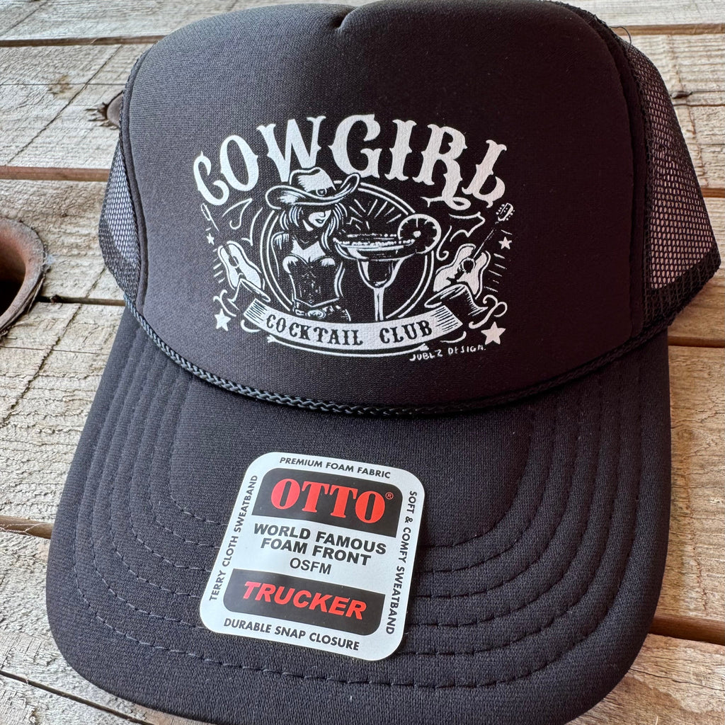 Cocktail Cowgirl Trucker Hat | Wild West Theme Snapback - The Stenciled Barn