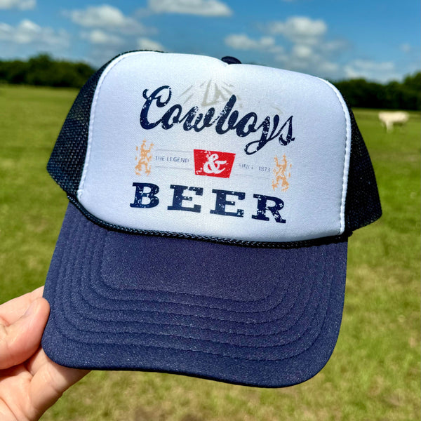 Cowboy Trucker Hat | Western - Inspired MACA Beer Patch Snapback Cap - The Stenciled Barn