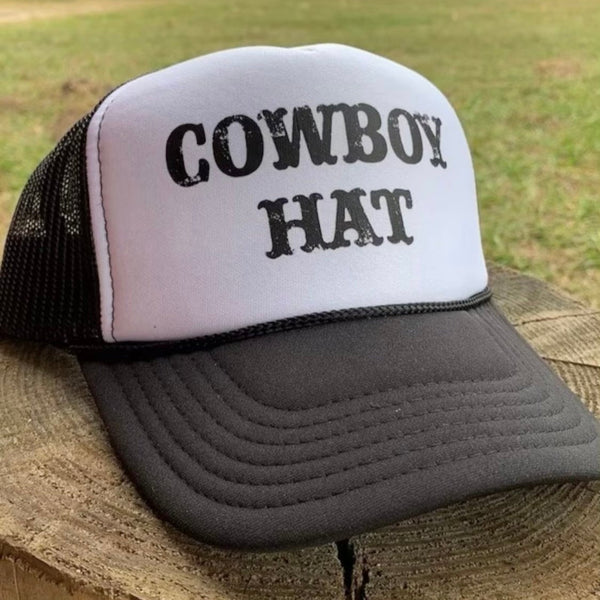 Cowboy Trucker Hat | Retro Foam Front Western Hat with Snapback Closure - The Stenciled Barn