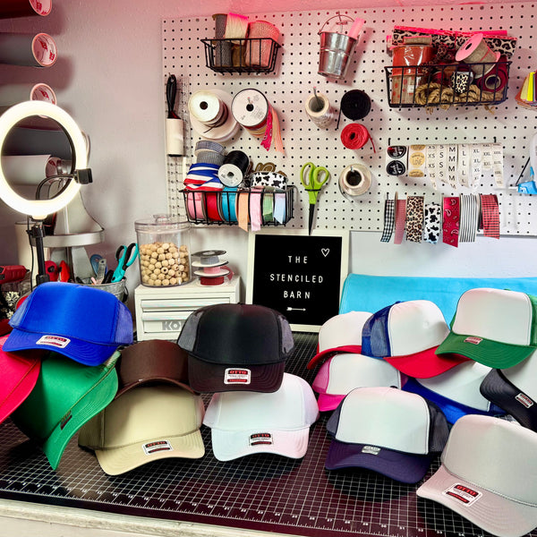 Custom Logo Trucker Hat | Retro Style Snapback Cap - The Stenciled Barn