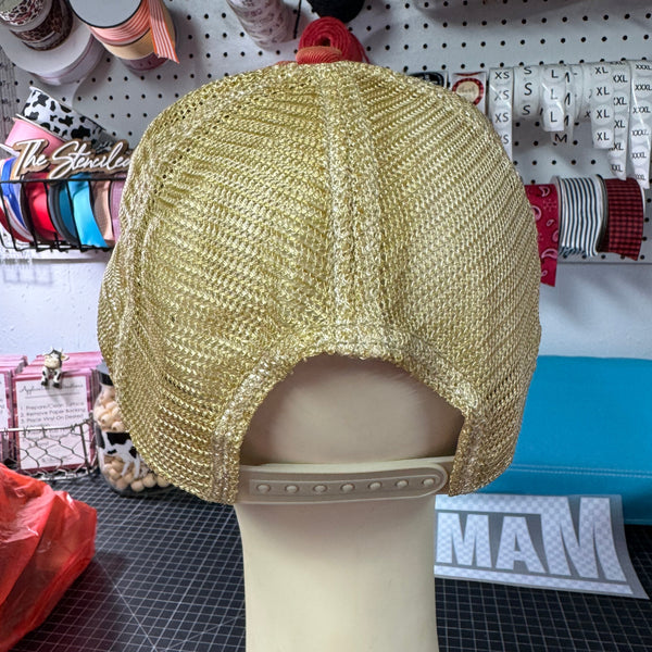 Barn Hair Don’t Care Hat | Vintage Red Distressed Patch Trucker Cap | Rustic Farmhouse Style - The Stenciled Barn