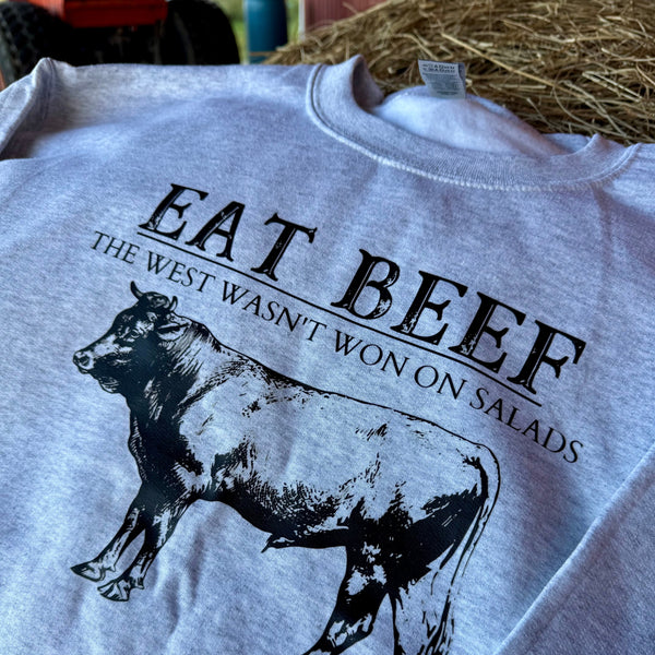 Eat Beef Sweatshirt – The West Wasn't Won on Salads | Unisex Fleece Pullover - The Stenciled Barn
