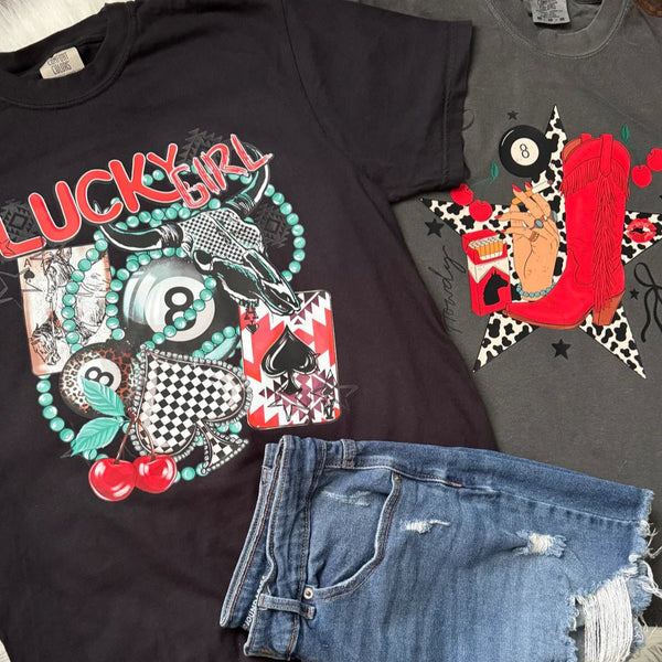 Edgy Cowgirl Collage Western Graphic Tee | Western Comfort Colors Pepper Shirt - The Stenciled Barn