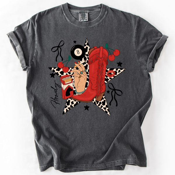 Edgy Cowgirl Collage Western Graphic Tee | Western Comfort Colors Pepper Shirt - The Stenciled Barn
