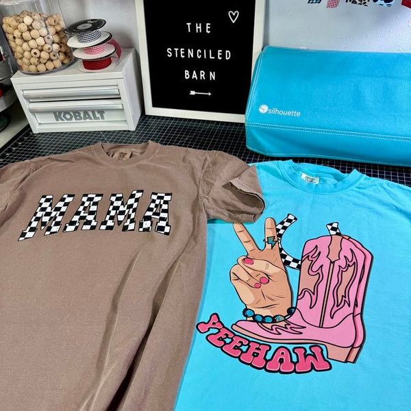 Punchy Yeehaw Western Graphic Tee | Comfort Colors Lagoon Blue - The Stenciled Barn