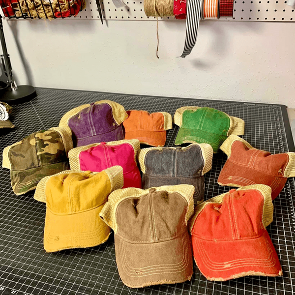 Cowboys & Beer Distressed Trucker Hat | Country Style Cap with Vintage Look - The Stenciled Barn