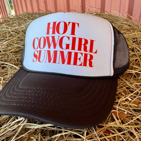Hot Cowgirl Summer Trucker Hat | Trendy Country Cap | Adjustable Snapback - The Stenciled Barn