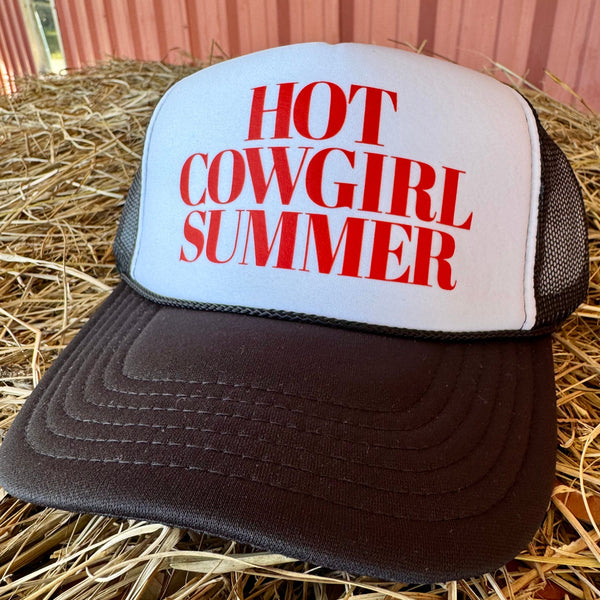 Hot Cowgirl Summer Trucker Hat | Trendy Country Cap | Adjustable Snapback - The Stenciled Barn
