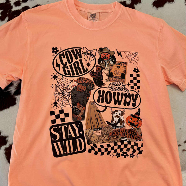 Howdy Halloween | Neon Cantaloupe Tee – Comfort Colors - The Stenciled Barn