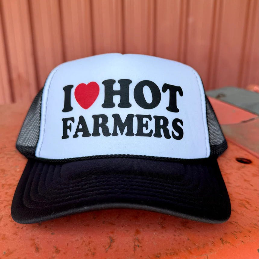 I Love Hot Farmers Trucker Hat | Flirty Country Girl Fashion - The Stenciled Barn
