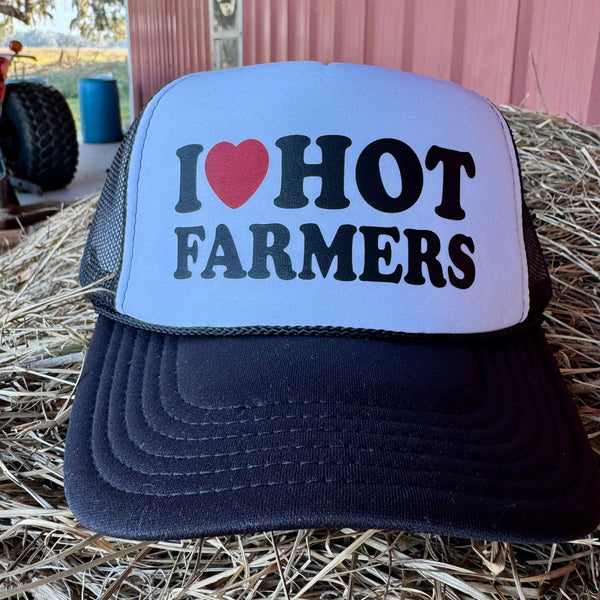 I Love Hot Farmers Trucker Hat | Flirty Country Girl Fashion - The Stenciled Barn