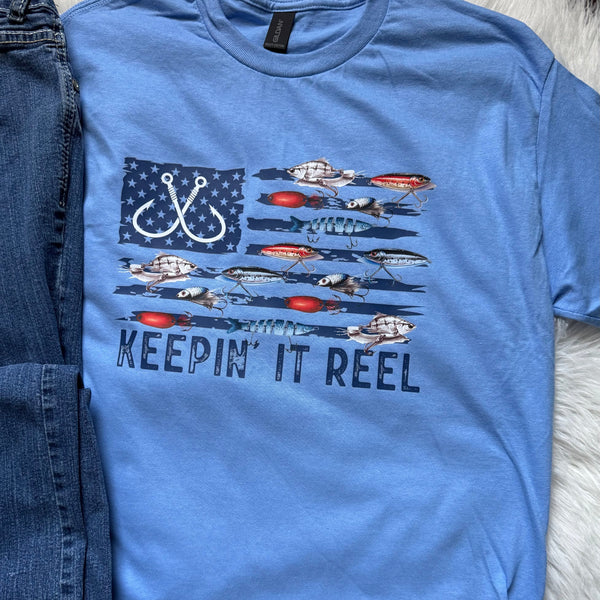 Keepin’ It Reel Fishing T-Shirt for Men | Funny Graphic Tee for Anglers & Outdoor Lovers - The Stenciled Barn