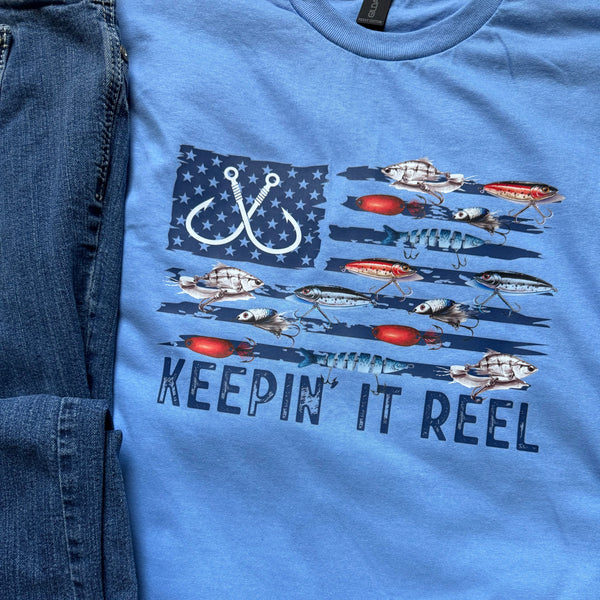 Keepin’ It Reel Fishing T-Shirt for Men | Funny Graphic Tee for Anglers & Outdoor Lovers - The Stenciled Barn