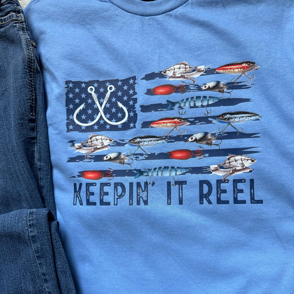 Keepin’ It Reel Fishing T-Shirt for Men | Funny Graphic Tee for Anglers & Outdoor Lovers - The Stenciled Barn
