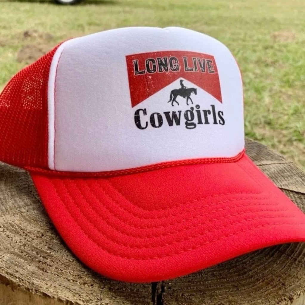 Long Live Cowgirls Trucker Hat | Retro Western Style Adjustable Cap - The Stenciled Barn