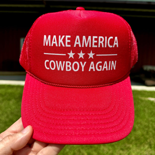 Cowboy Trucker Hat | Western - Inspired MACA Beer Patch Snapback Cap - The Stenciled Barn