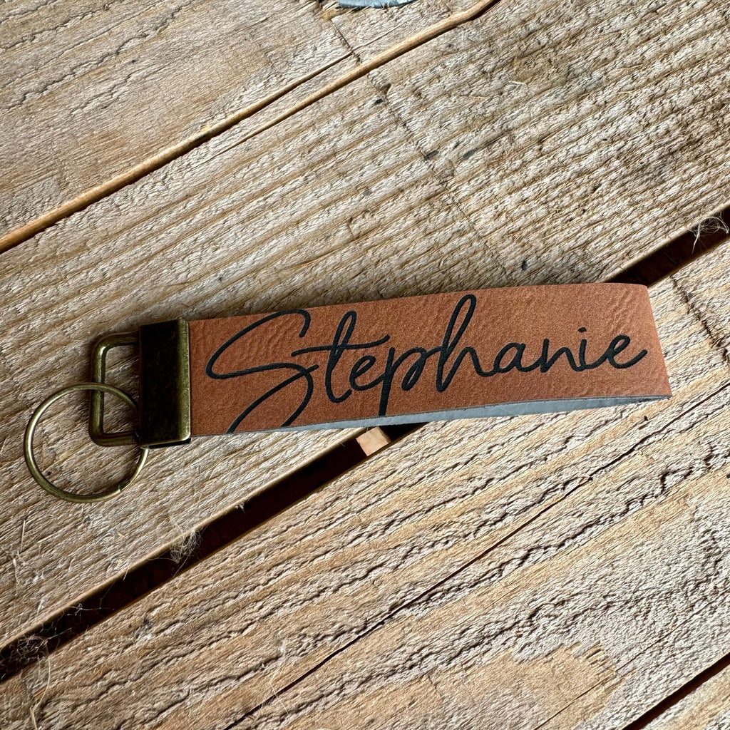 Personalized Name Keychain | Laser Engraved Custom Keyfob Tag - The Stenciled Barn