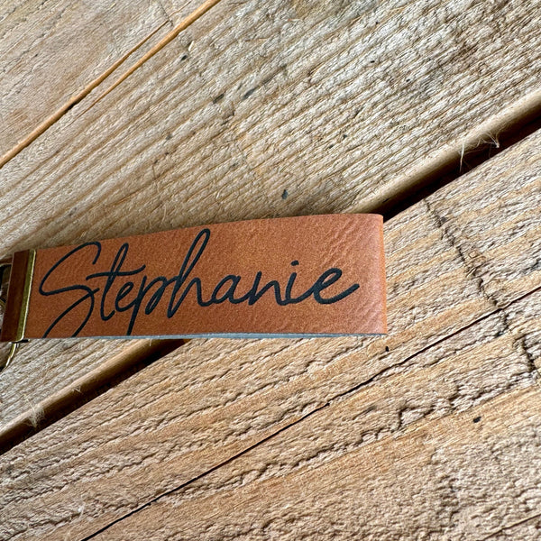 Personalized Name Keychain | Laser Engraved Custom Keyfob Tag - The Stenciled Barn