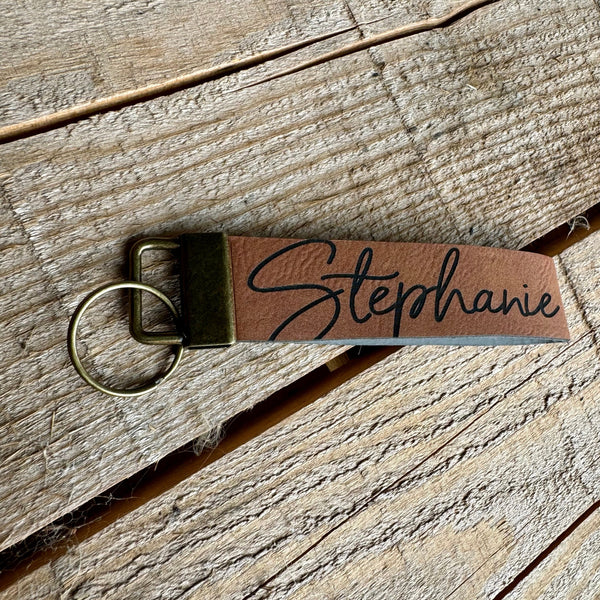 Personalized Name Keychain | Laser Engraved Custom Keyfob Tag - The Stenciled Barn