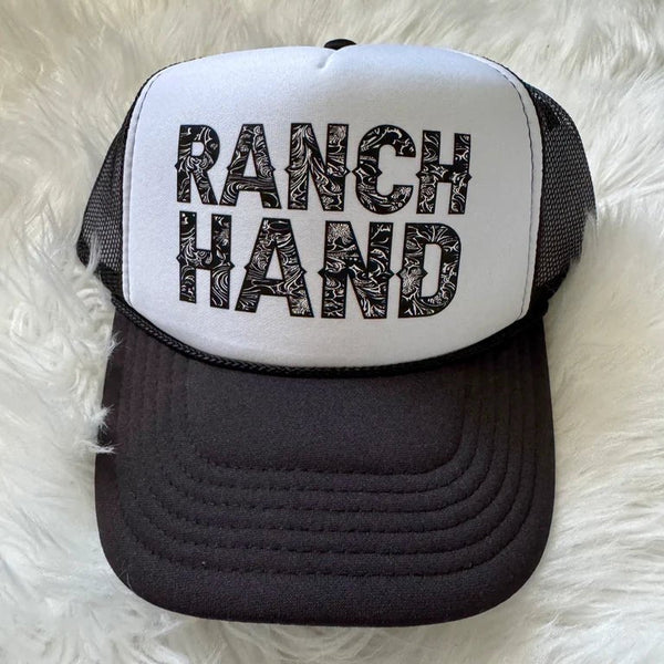 Ranch Hand Trucker Hat | Punchy Western Tooled Leather Vibe | Otto Cap with Adjustable Snapback - The Stenciled Barn