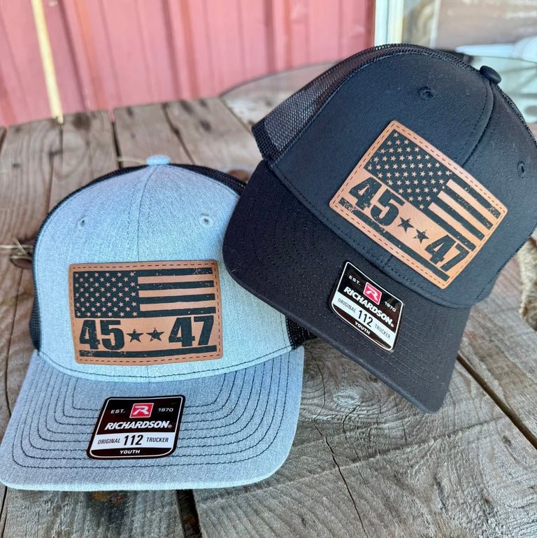 Richardson 112 Trump 45 - 47 American Flag Hat | MAGA Cap for Adults & Youth - The Stenciled Barn