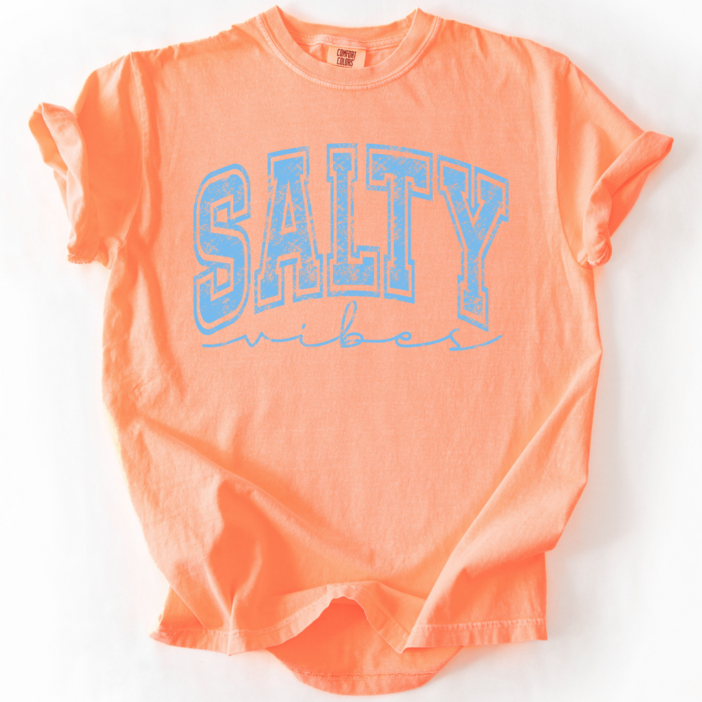 Salty Vibes Graphic Tee | Comfort Colors Neon Cantaloupe - The Stenciled Barn