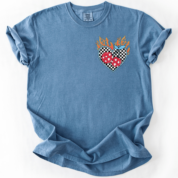 Cherry Checkered Fourth of July Graphic Tee | Comfort Colors Blue Jean - The Stenciled Barn
