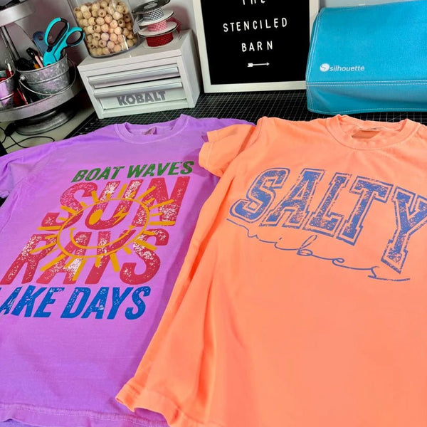 Salty Vibes Graphic Tee | Comfort Colors Neon Cantaloupe - The Stenciled Barn