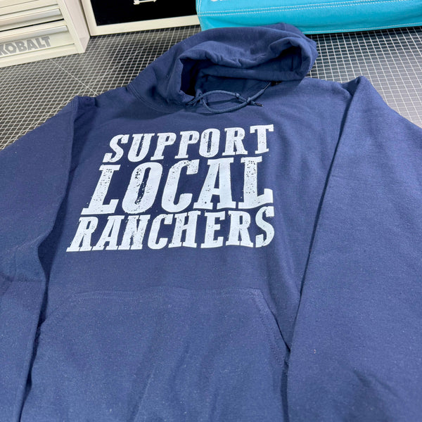 Support Local Ranchers Hoodie | Fleece Lined Winter Top | Unisex Western Inspired Apparel - The Stenciled Barn