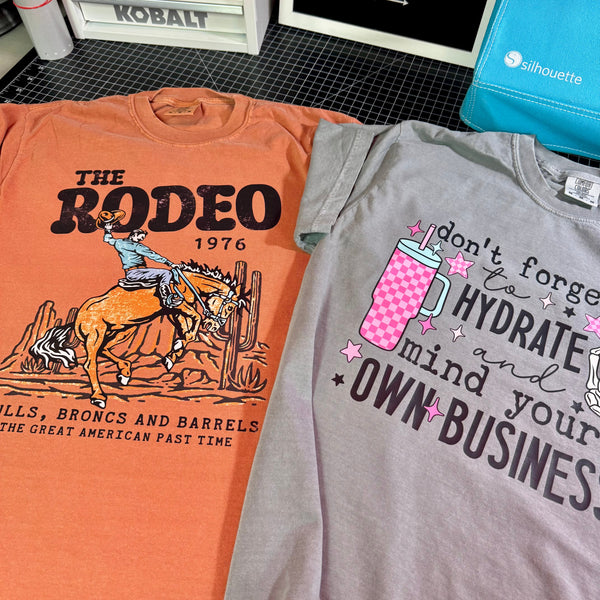 Hydrate & Mind Your Own Business Funny Tee | Comfort Colors Gray - The Stenciled Barn