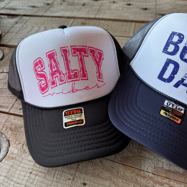 Boat Day Trucker Hat | Salty Vibes Snapback Cap - The Stenciled Barn