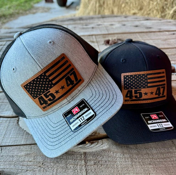 Richardson 112 Trump 45 - 47 American Flag Hat | MAGA Cap for Adults & Youth - The Stenciled Barn