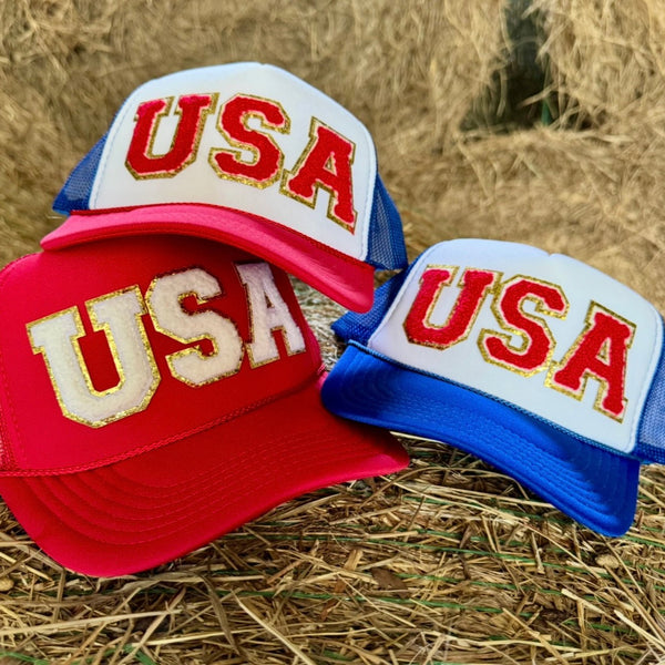 USA Trucker Hat for Women – Patriotic Red, White & Blue Snapback with Patches | Otto Brand - The Stenciled Barn
