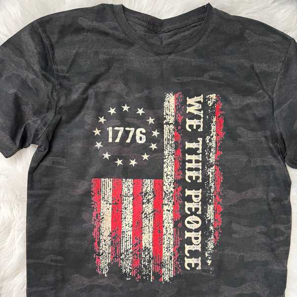 We The People USA Flag T-Shirt | Patriotic Camo Graphic Tee for Men - The Stenciled Barn