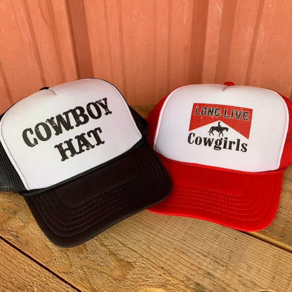 Long Live Cowgirls Trucker Hat | Retro Western Style Adjustable Cap - The Stenciled Barn