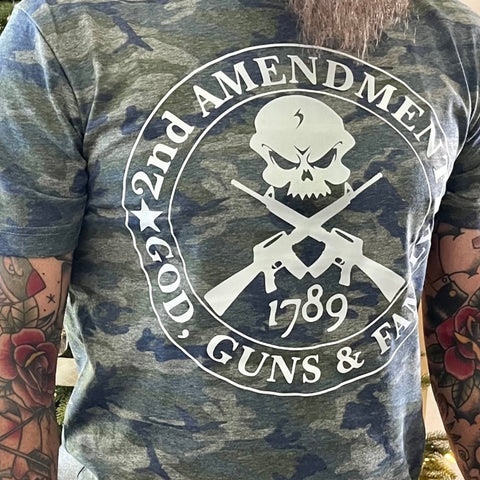 2nd Amendment Camo T-Shirt | 1789 God Guns Family Patriotic Men's Tee - The Stenciled Barn
