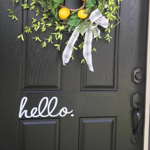 Hello Door Decal | Farmhouse Style Porch Vinyl Wall Decor - The Stenciled Barn