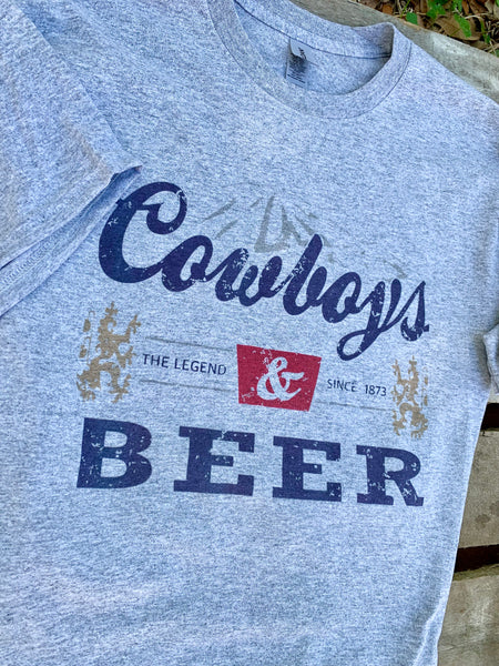 Cowboys & Beer T-shirt Vintage Style