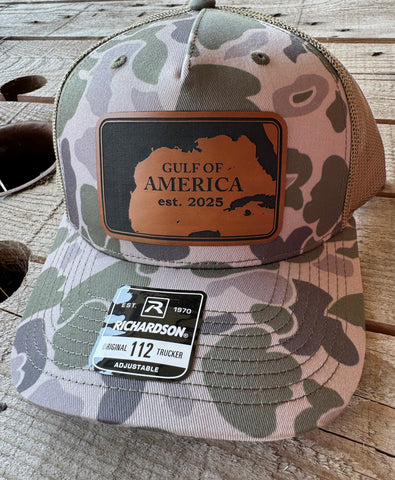 Gulf of America Men's Hat | Richardson Engraved Leather Patch