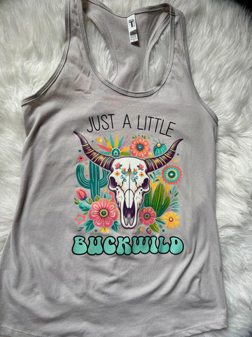 A Little Buckwild Tank Top, Racerback Western Apparel for Women, Country Theme Summertime Fashion