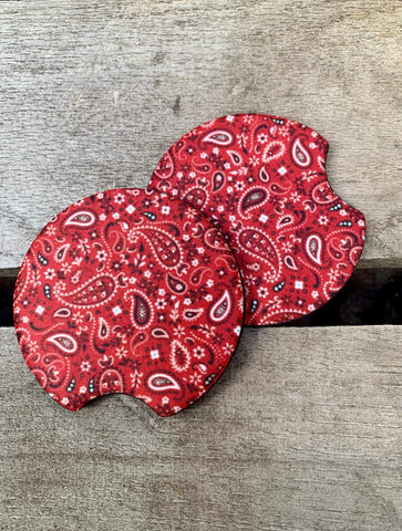 Bandana Print Coasters | Wild West Vehicle Cup Holder Inserts